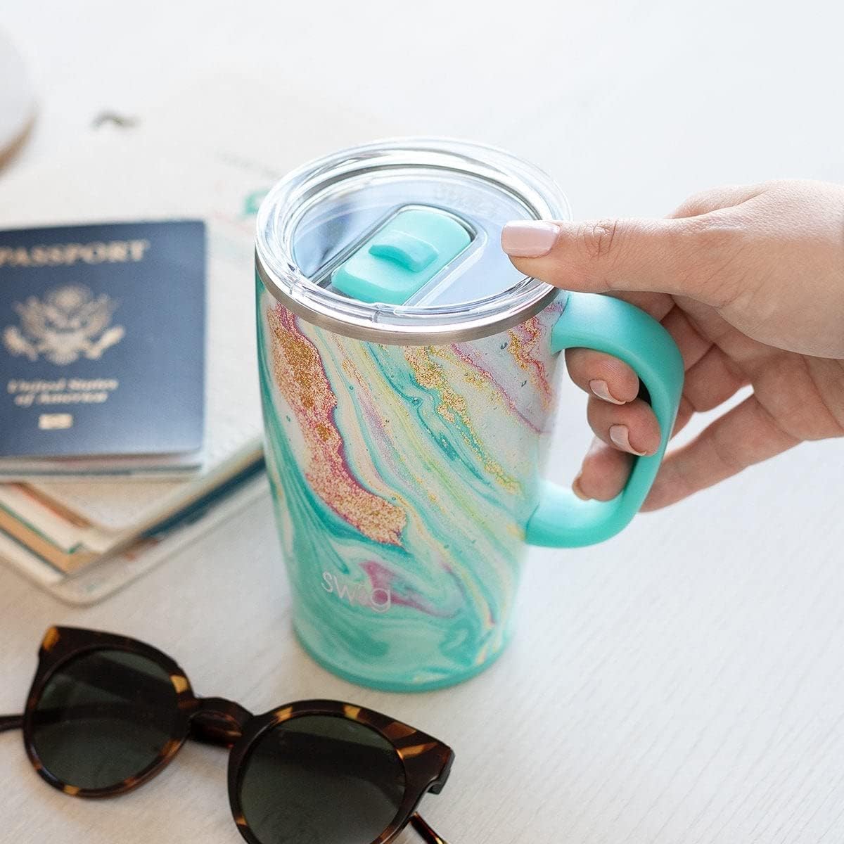 Swig Life 18oz Travel Mug | Insulated Tumbler with Handle and Lid, Cup Holder Friendly, Dishwasher Safe, Stainless Steel, Travel Coffee Cup