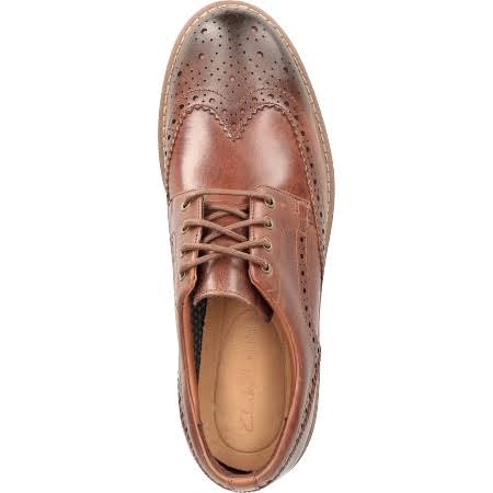 Clarks Men&s BATCOMBE Wing Leather Brogues - Dark Tan - UK 11