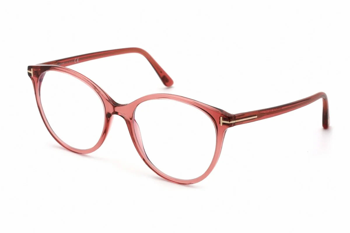 Eyeglasses Tom Ford FT 5742 -B 072 Shiny Transparent Antique Rose, "t" Logo / Bl
