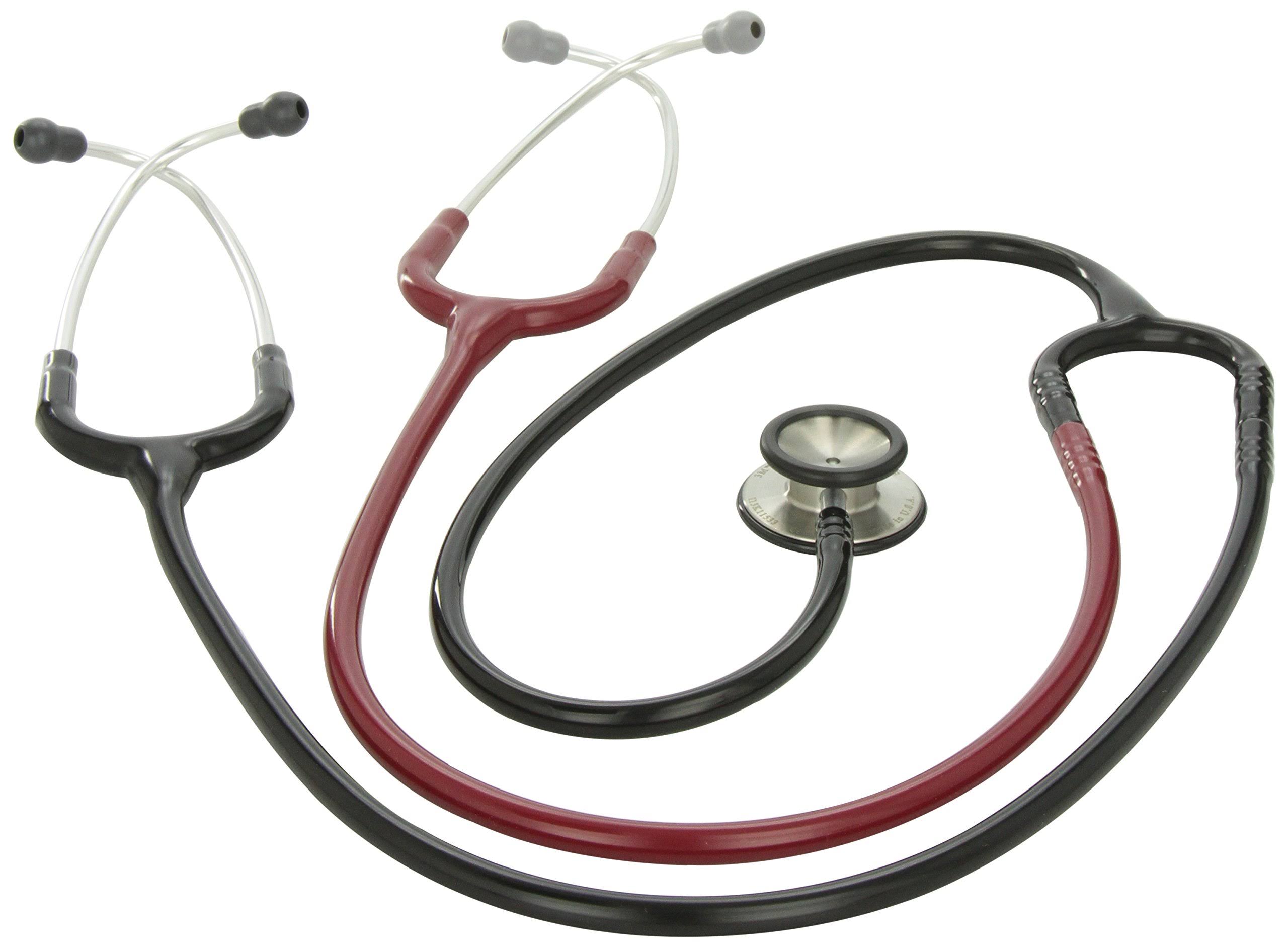 3M Littmann Classic II S.E. Teaching Stethoscope 2138, Black/Burgundy, 40" - Megean