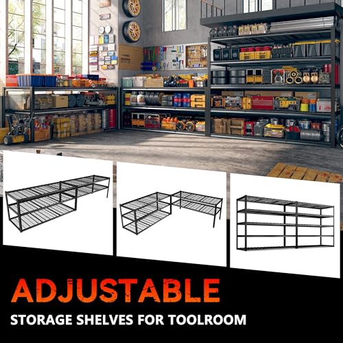 REIBII 60" W Garage Shelving Heavy Duty Metal Shelving 3000LBS Storage Shelves Adjustable Metal Shelves for Storage Industrial Garage Shelves for