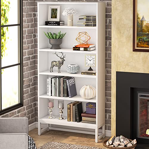 Tribesigns Tall Bookcase Black Bookshelf, 70.8” Large Bookcases Organizer with LED Lights