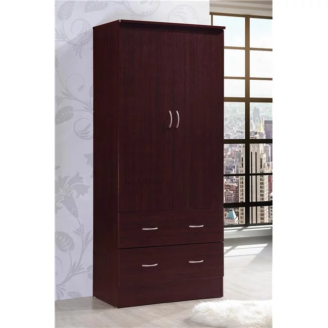 Hodedah 2 Door Wardrobe - Mahogany - Radiant Selections