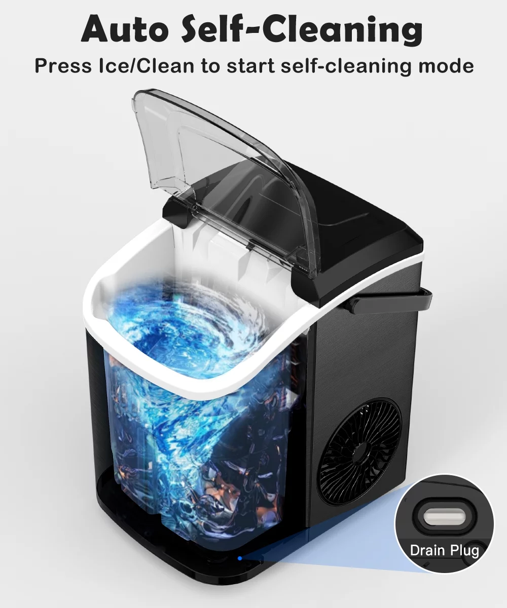COWSAR 33lbs Countertop Nugget Ice Maker, Potable with Scoop,聽Soft Nugget Ice Ready in 10mins, Red