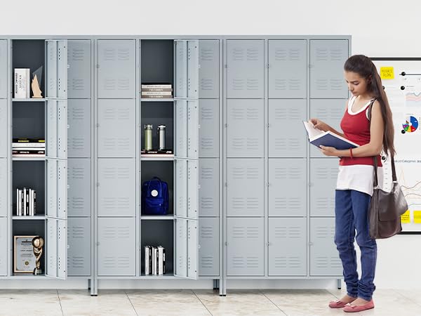 72" Metal Locker for Employees 3 Doors Blue Steel Storage Locker for Office, School, Gym - Metal Storage Cabinets for Home, Office, Gym, School
