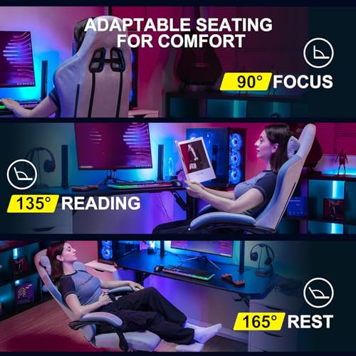 GTPLAYER Gaming Chair, Computer Office Chair with Pocket Spring Cushion, Linkage Armrests and Footrest