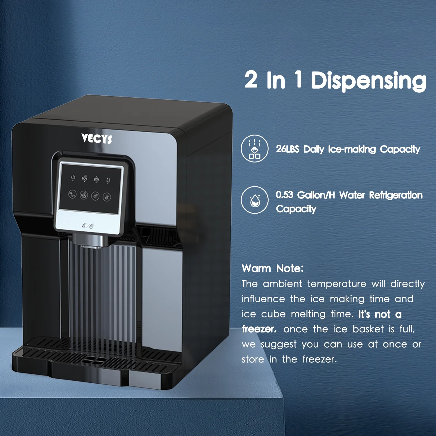 VECYS Water Cooler Dispenser with Built-in Ice Maker