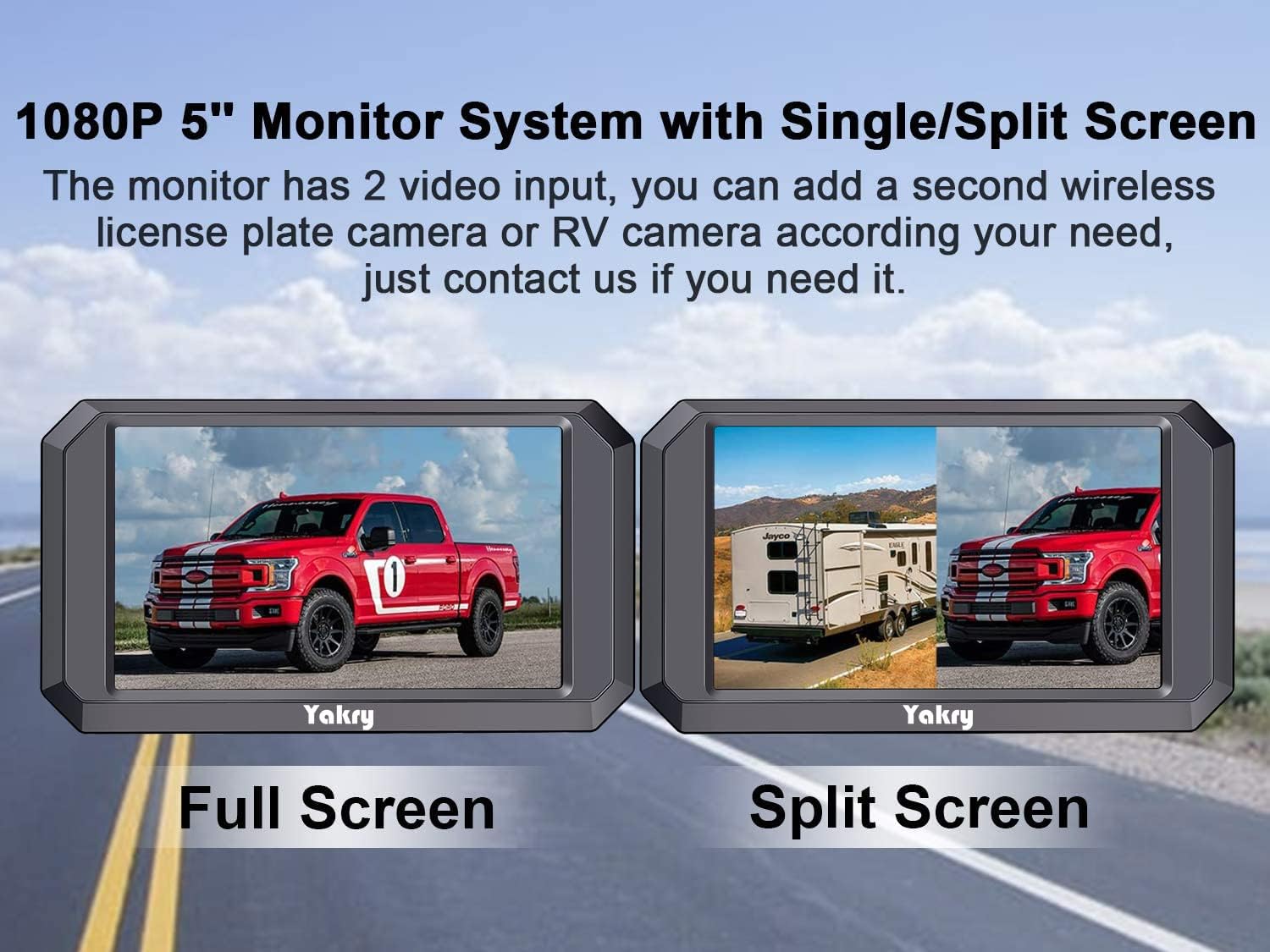 Wireless Backup Camera HD 1080P with 5“ Monitor Hitch Rear View Camera for Trucks,Camper,Car