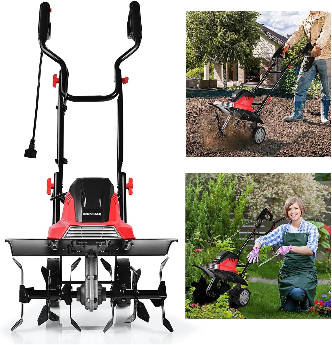 RELAX4LIFE Electric Tiller 1500 W at 400 RPM, Tiller with Working Depth 22 CM, Width 43 CM and 6 Blades