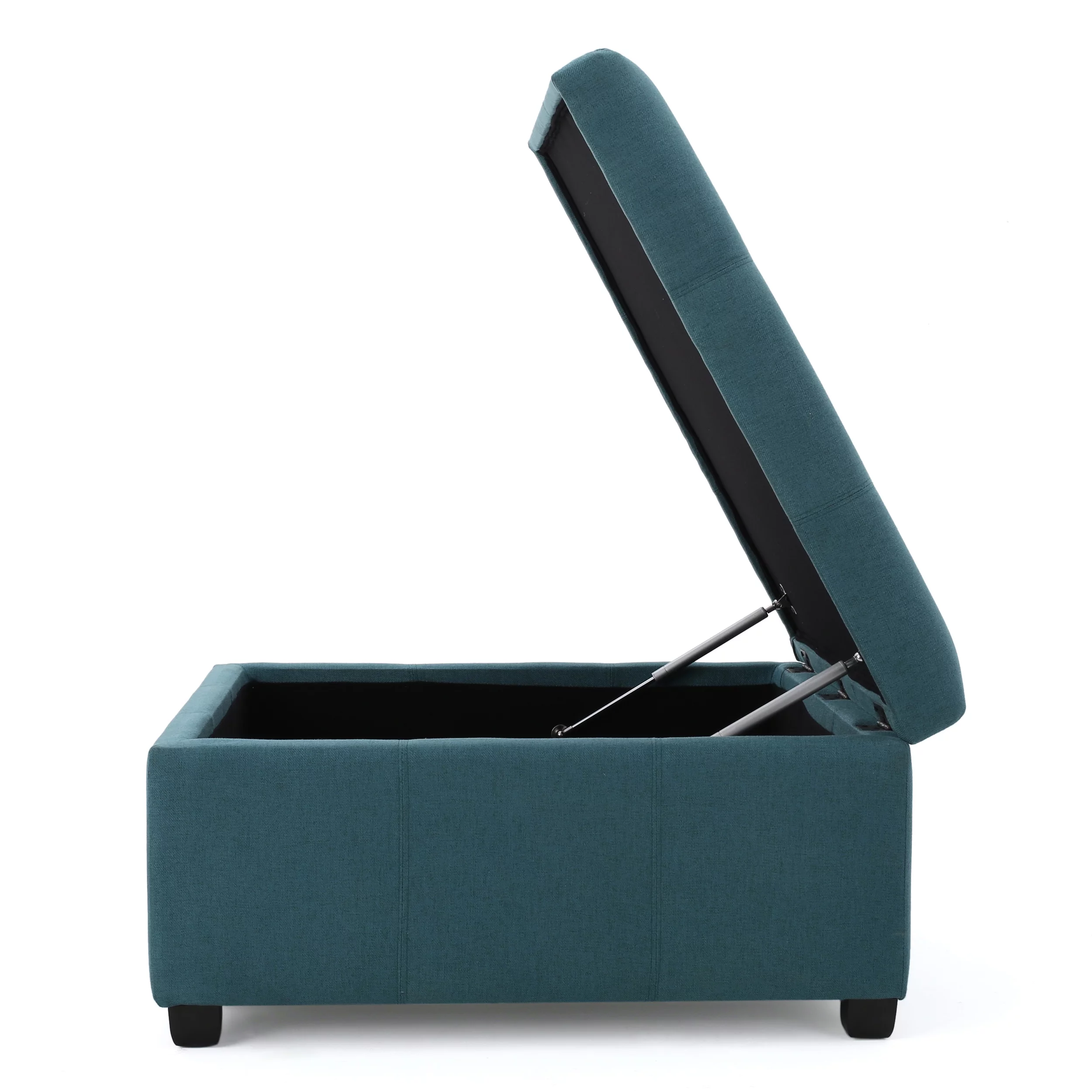 Noble House Lomita Dark Teal Fabric Storage Ottoman