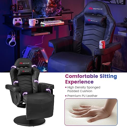 Goplus Massage Gaming Chair, Racing Style Gaming Recliner w/Adjustable Backrest and Footrest