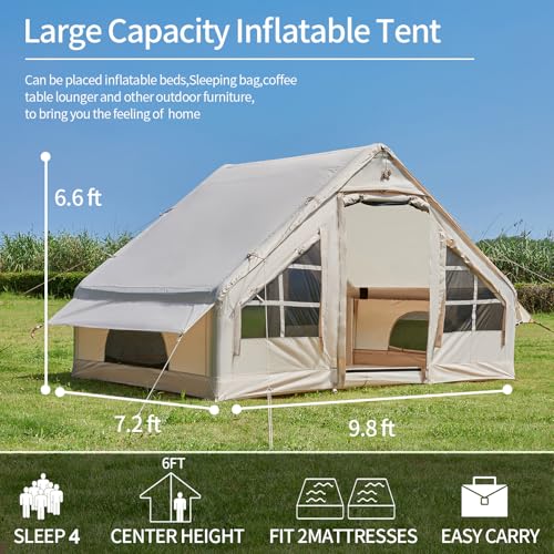 SHANQUAN Inflatable Tent with Pump,4-6 Person Instant Glamping Camping Tents House