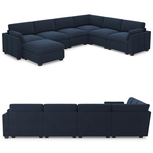 Belffin Extra Large Modular Sectional Sofa,106.3" 4-Seater L Shaped Couch,Velvet Convertible Sectional Couches for Living Room