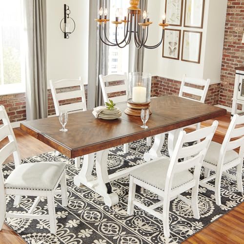 Signature Design by Ashley Valebeck Rustic Farmhouse 36" Counter Height Dining Table, Brown & White