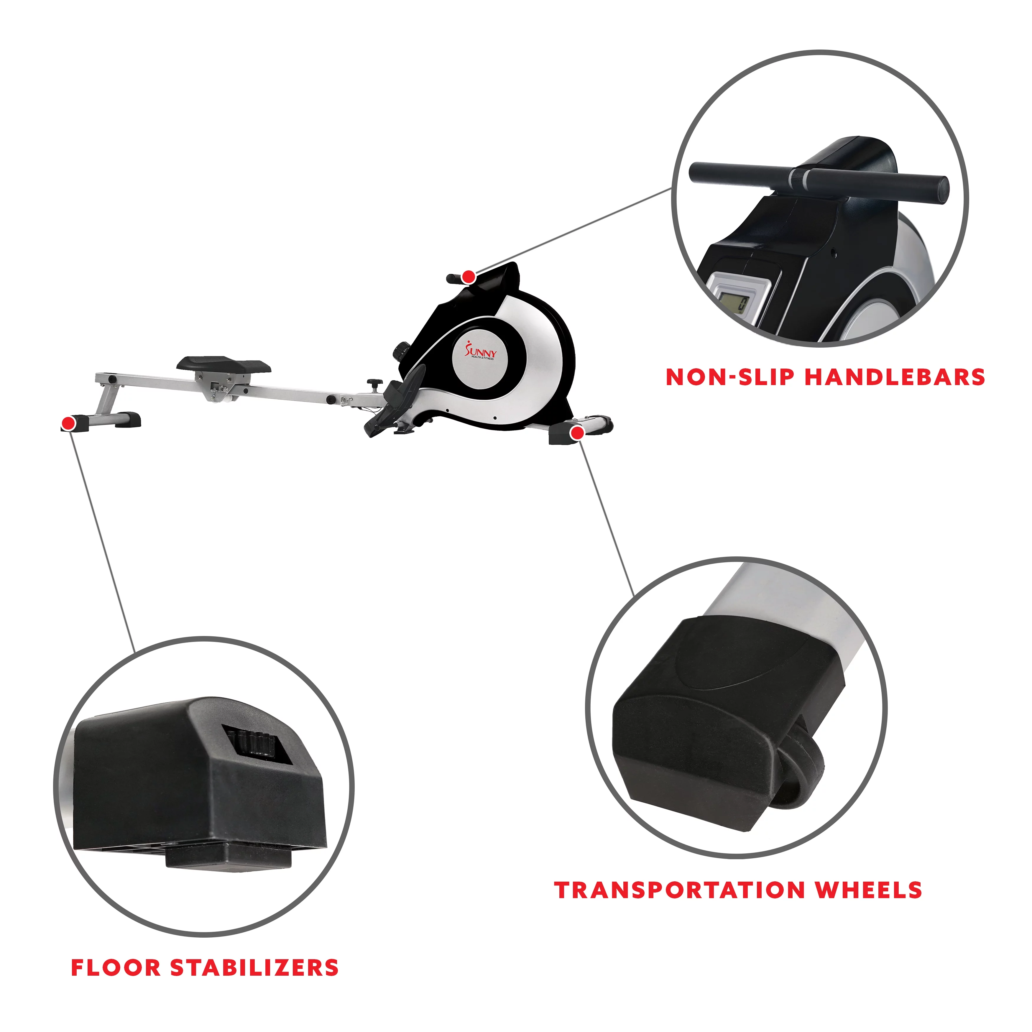 Sunny Health & Fitness Smart Magnetic Rowing Machine with Extended Slide Rail with Optional Exclusive SunnyFit® App Enhanced Bluetooth Connectivity