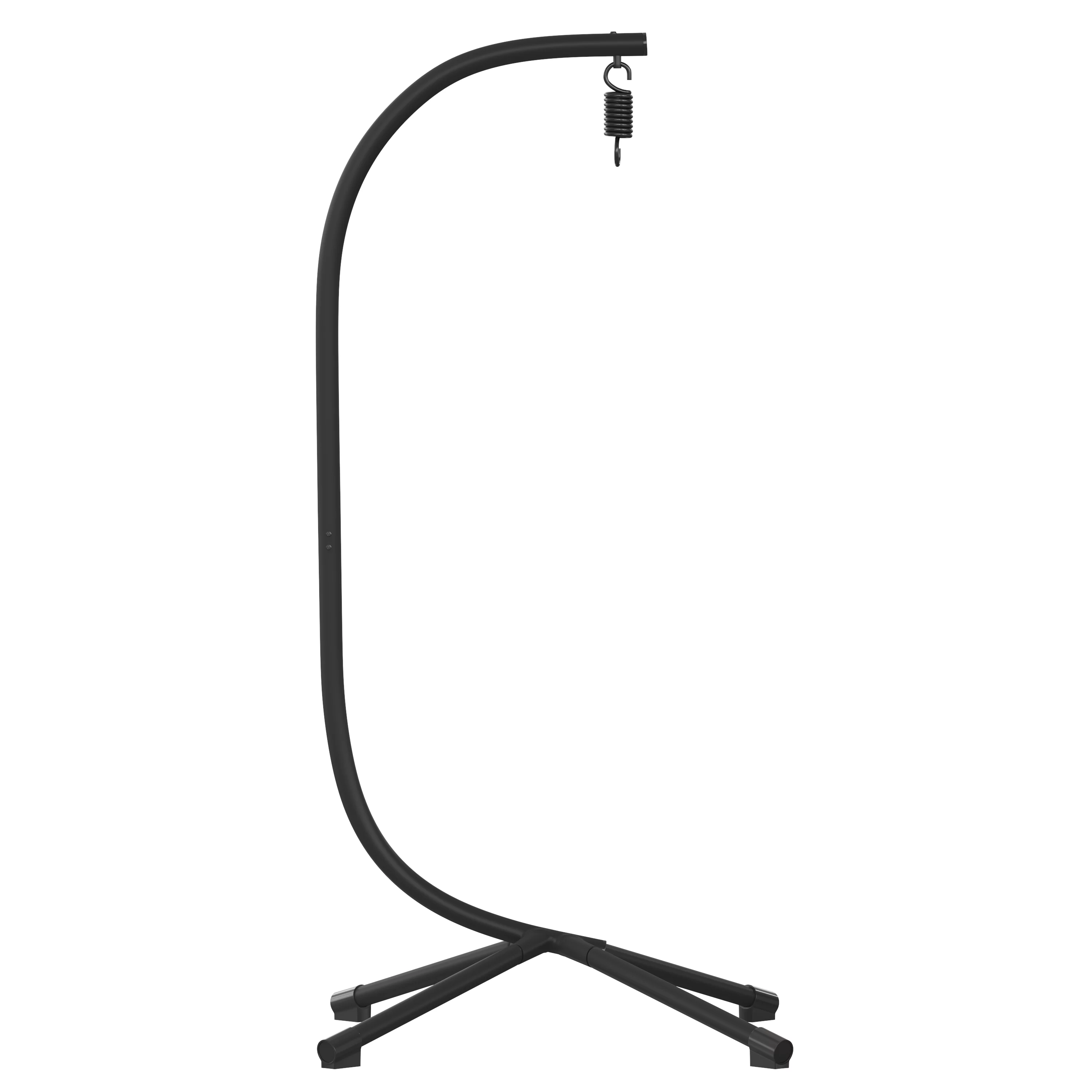 Flash Furniture Harvo Heavy Duty Commercial Grade All-Weather Hanging Hammock Chair C-Stand with Steel Offset Base and Hardware, 360 Degree Rotation