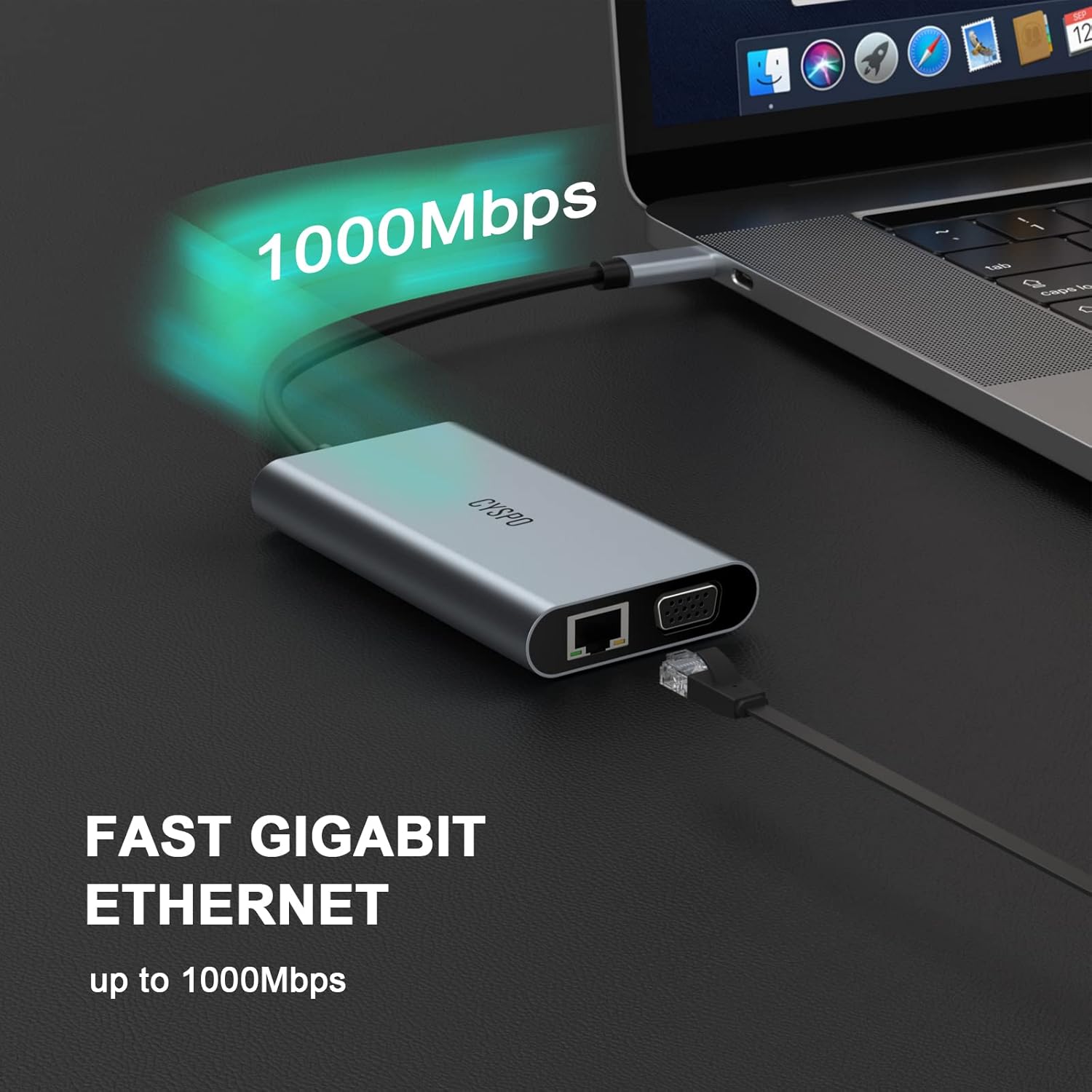 9-in-1 USB-C Hub Multiport Adapter, Docking Station with Dual Display 4K HDMI, VGA, 100W Power Delivery, 3 USB 3.0, Ethernet, TF/SD Card Reader