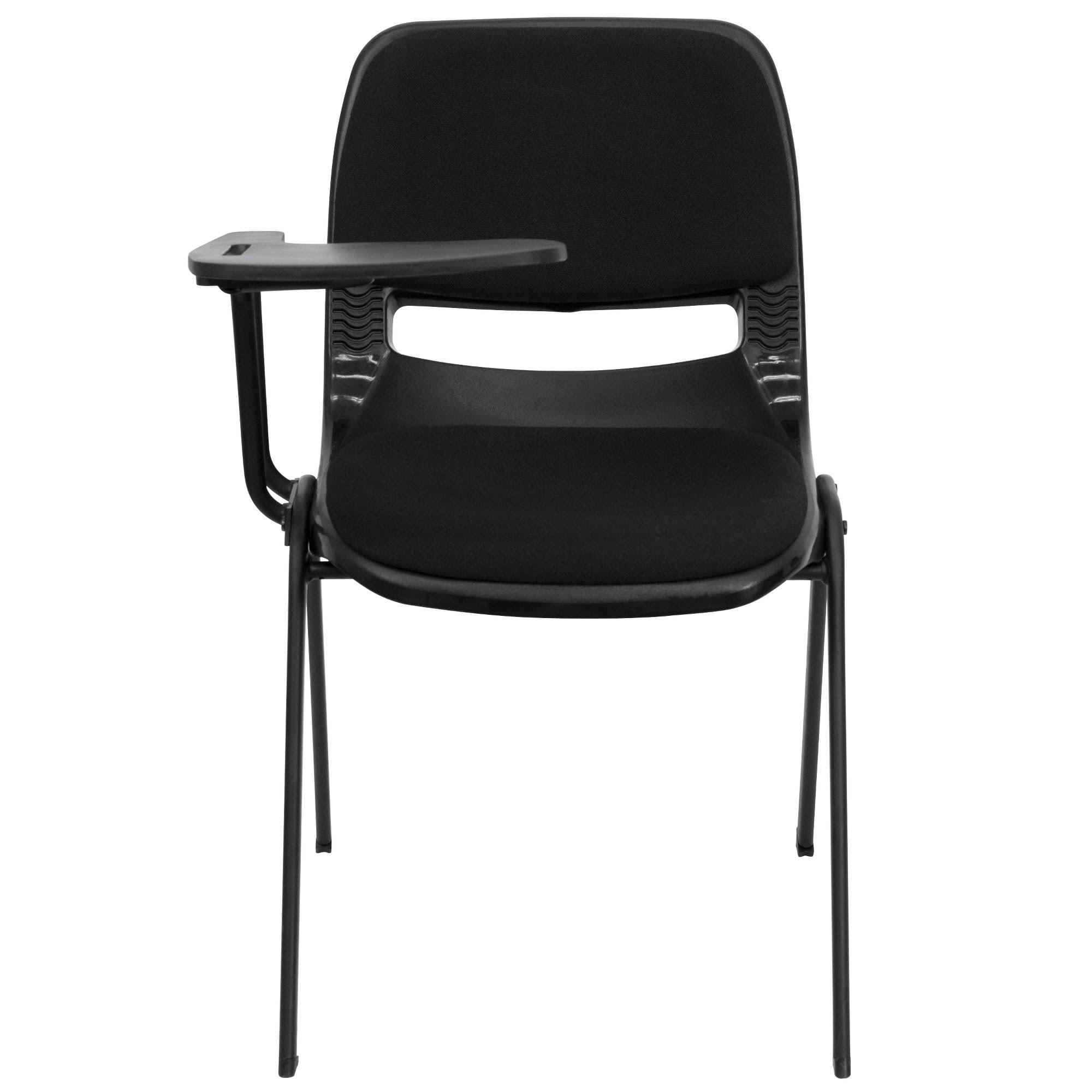 Flash Furniture Black Padded Ergonomic Shell Chair with Right Handed Flip-Up Tablet Arm