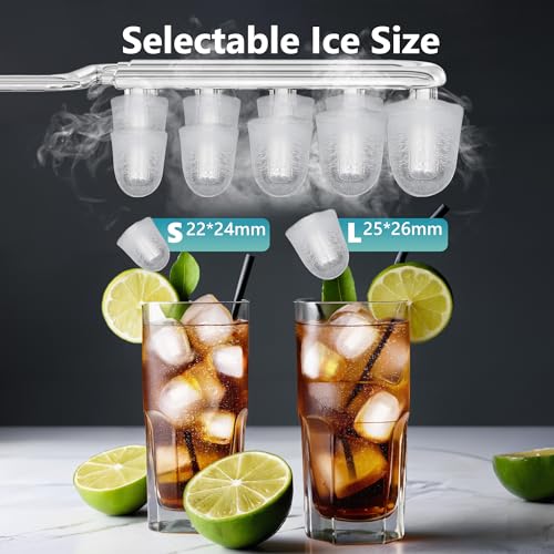 EUHOMY Nugget Ice Maker Countertop with Handle, Ready in 6 Mins, 34lbs Per Day, Removable Top Cover, Auto-Cleaning