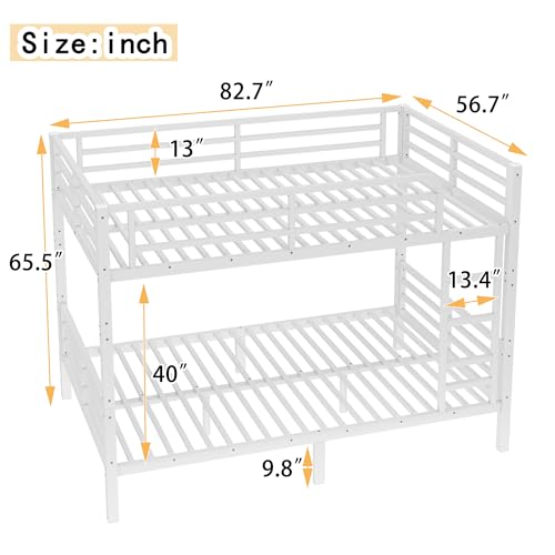 Heavy Duty Bunk Bed Frame with Ladder, Twin XL Over Twin XL Bunk Beds with Safety Guardrails, Adults Bunk Beds with Noise-Reducing Rubber Stoppers