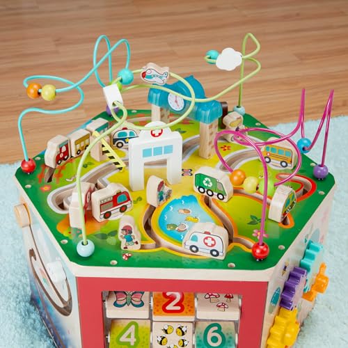 Battat – Wooden Activity Cube – City-Themed Activity Center – Educational Toys- Wooden Toys For Toddlers And Kids- 1 year +