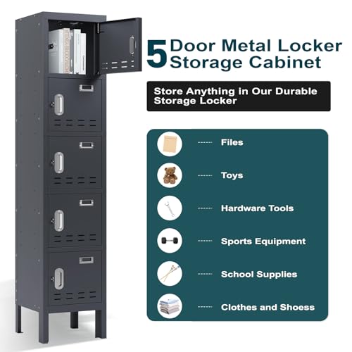 Metal Cabinet Home Office Storage,Lockers,Lockable Employees Metal Locker with Door,54" Height Steel Locker,Lockable Steel Locker for Gym,School,Home