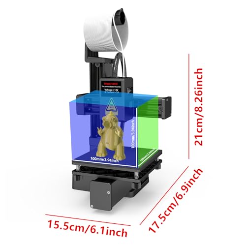 Portable 3D Printer - Compact FDM 3D Printer with Removable Build Plate, PLA & TPU Filament Compatibility, 0.4mm Nozzle, 100x100x100mm Build Volume