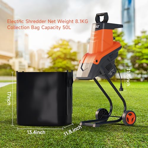 AIVOLT Wood Chipper Shredder 1800w Electric Leaf Mulcher Shredder with Collection Bag 1.8-inch Cutting Diameter 15-Amp for Mulching