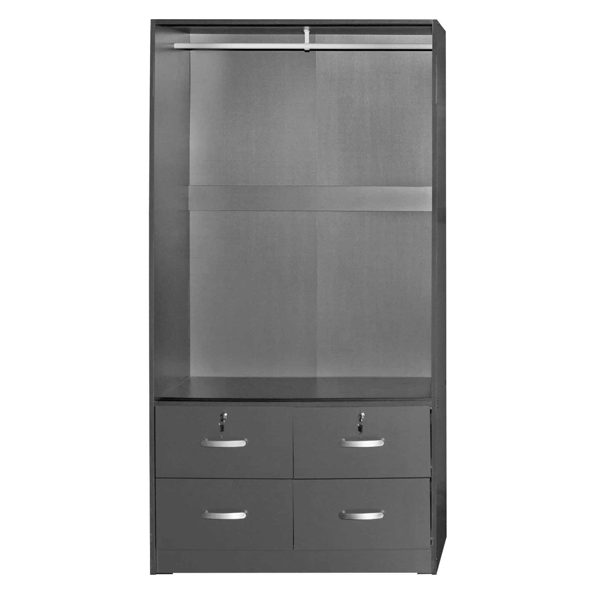 Better Home Products Sarah Modern Wood Double Sliding Door Armoire in Dark Gray