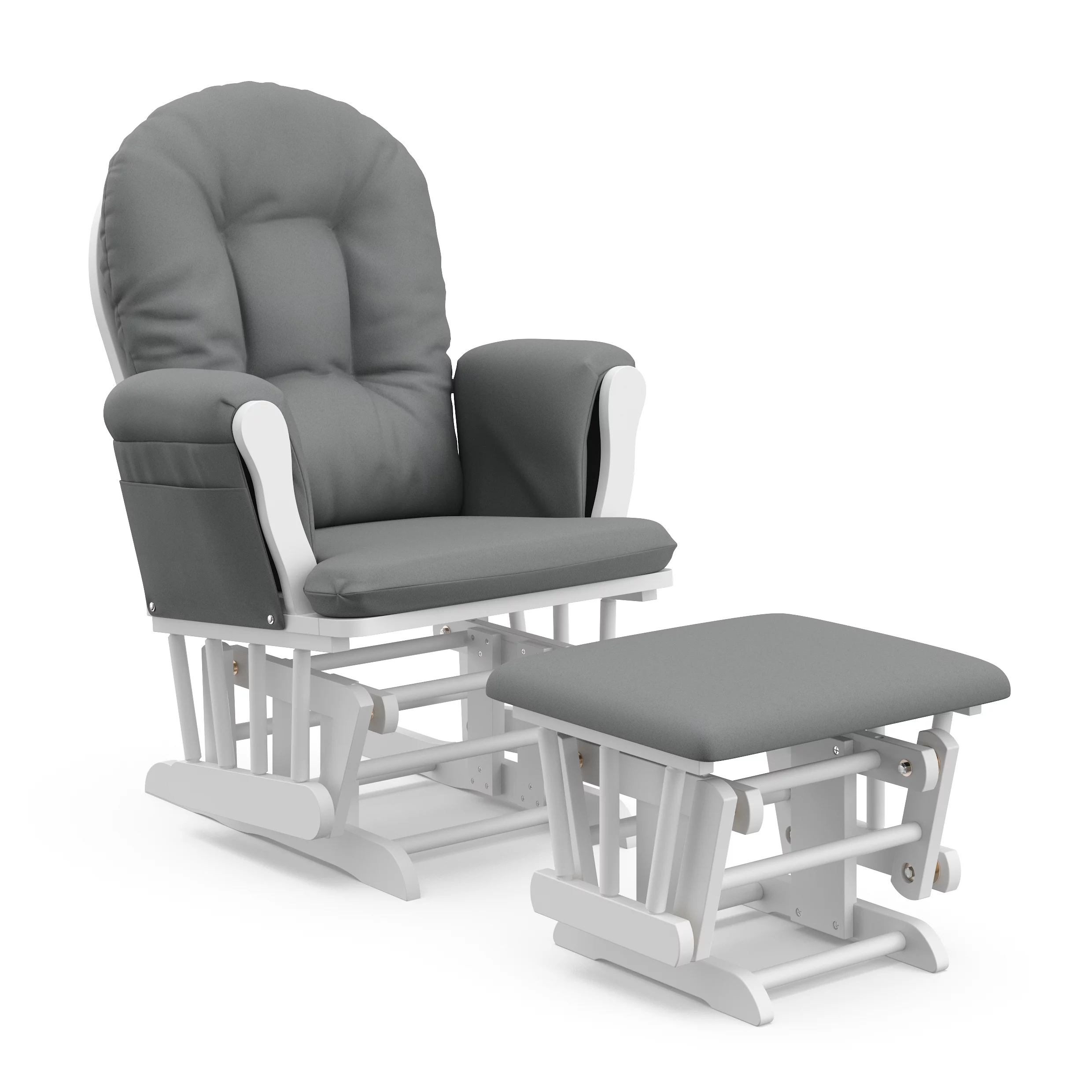Storkcraft Hoop Nursery Glider and Ottoman, White with Gray