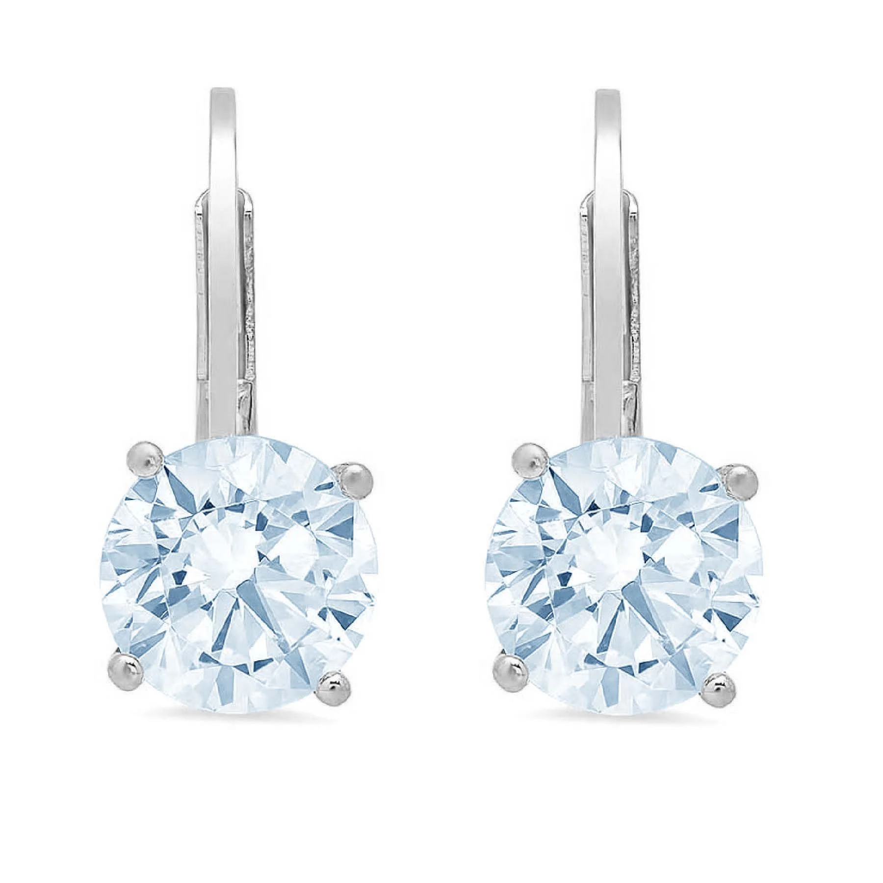 3 ct round cut drop dangle blue simulated diamond 18k white gold earrings lever back
