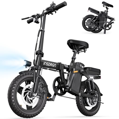 Folding Electric Bike for Adults, 20MPH Dual-Seat Ebike, MAX 45 Miles Range (PAS Mode) 499Wh Removable Battery, 9 Shocks Full Suspension, USB Charger
