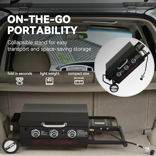 Royal Gourmet PD3001 3-Burner Propane Gas Griddle with Collapsible Stand