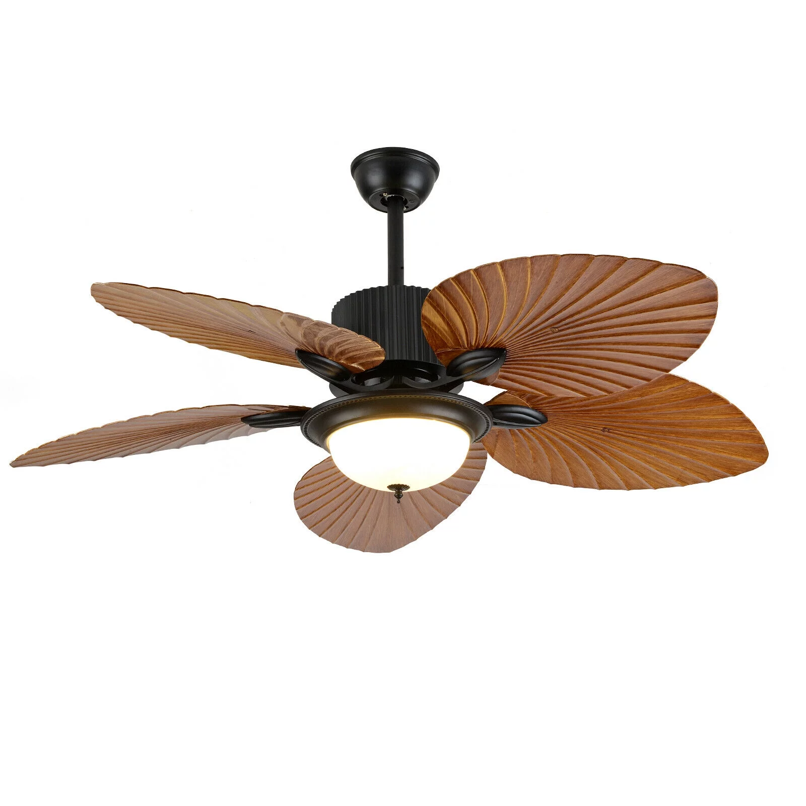 Miumaeov 52inch Tropical Palm Ceiling Fan with Light and Remote 5 Acrylic Palm Leaf Blades Tropical Ceiling Fan for Living Room Kitchen Bedroom