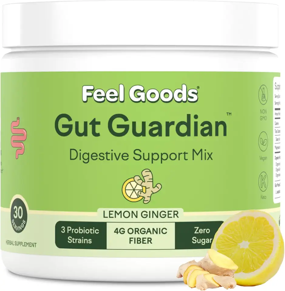 Feel Goods Gut Guardian, Prebiotic & Probiotic Powder, Organic Fiber, Sugar Free, Herbs for Bloat, Gut Health Support