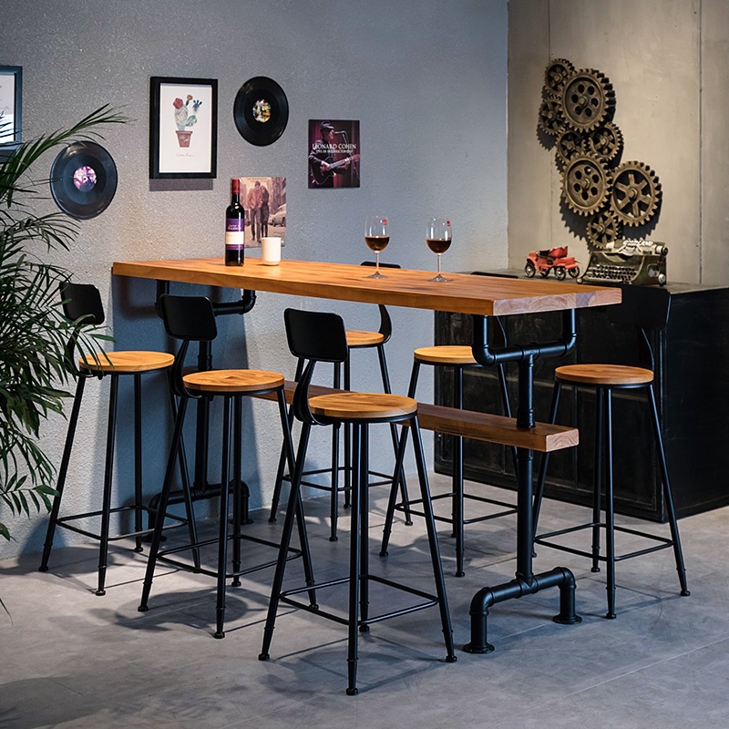 【Furniture】Table Rock Plate Bar Table Light Luxury Long High Home Chair Simple Table and Chair