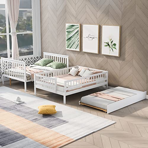 Harper & Bright Designs Twin Size Loft Bed with L-Shaped Desk and Stairs, Solid Wood Loft Bed Frame with Storage Drawers and Bookcase