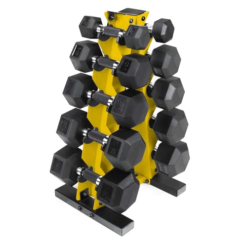 CAP Barbell 150 LB Coated Hex Dumbbell Weight Set with Vertical Rack | Multiple Options