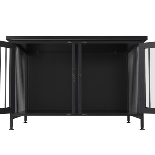 GDLF Double Dog Crate with Divider for 2 Small or 1 Dog, Furniture Style Kennel Indoor Cage with Removable Panel (Int.dims:36.2”Wx24.5”Dx21”H), Black