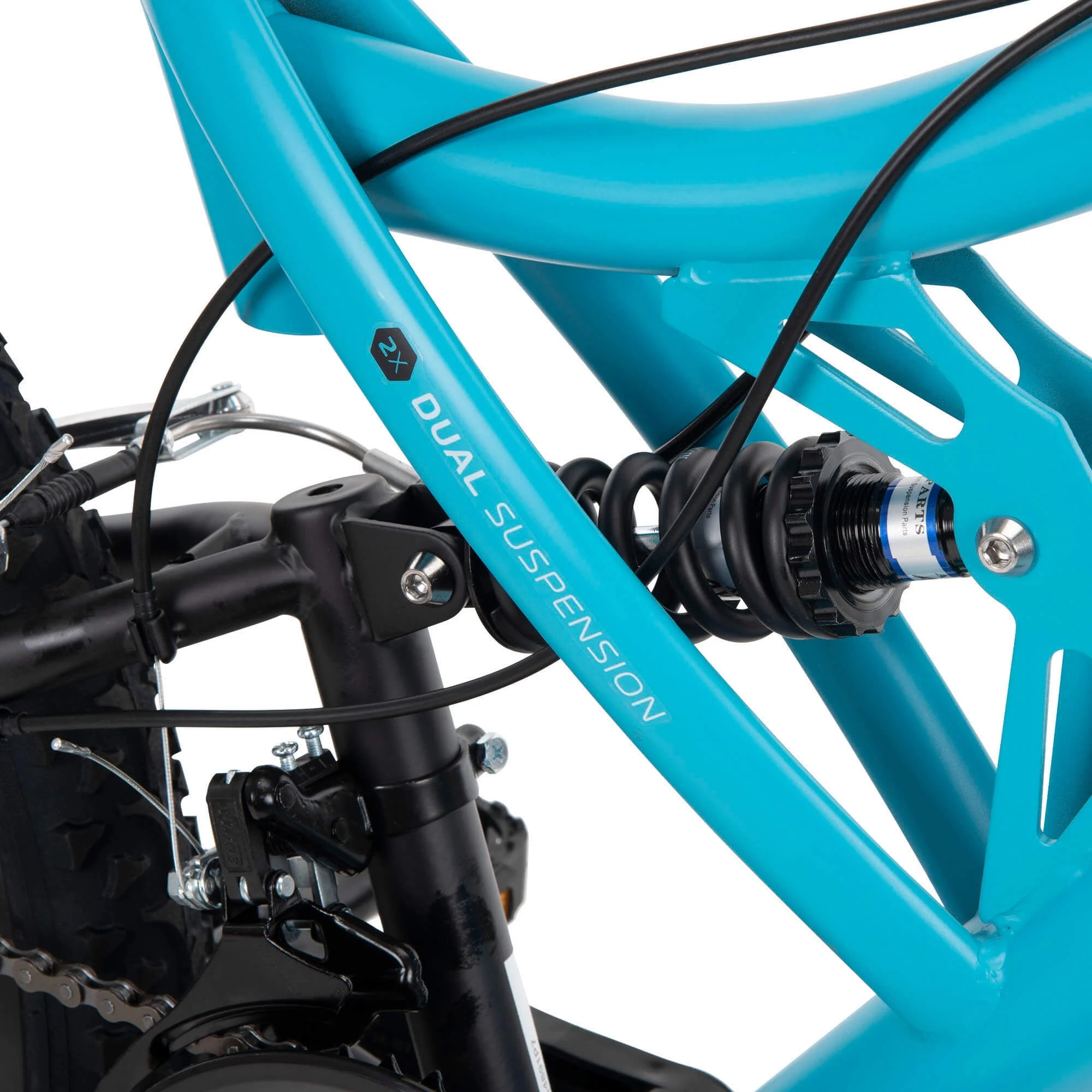 Huffy 24 Trail Runner Girls Full Suspension Mountain Bikes, Ages 12+ Years, Teal Blue