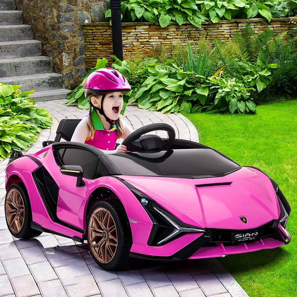 iRerts Ride on Sports Cars with Remote Control, Lamborghini SIAN 12V Electric Car for Kids, Battery Powered Ride on Toys Kids Car with LED Headlights
