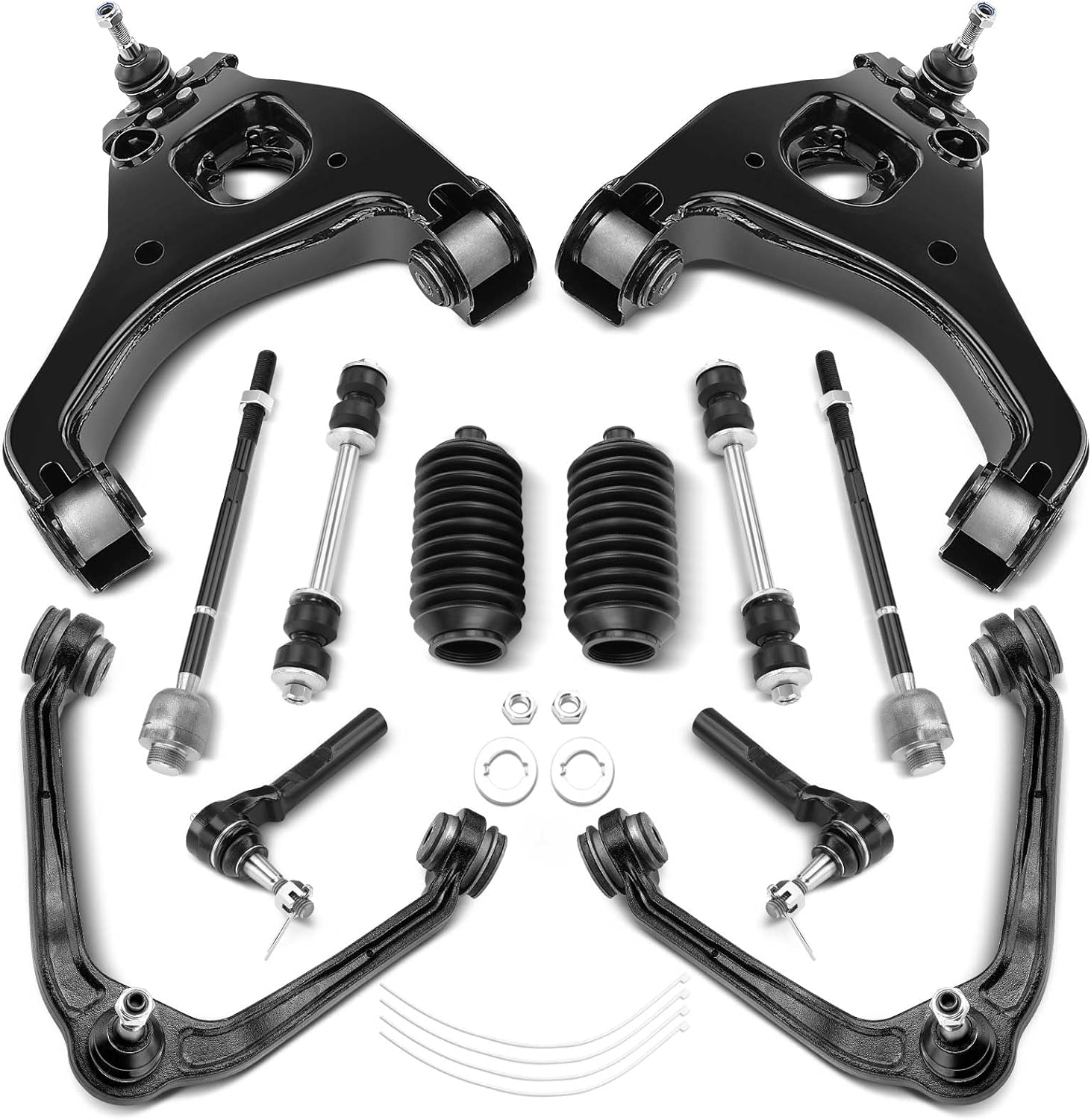 A-Premium 12Pc Front End RWD Suspension Kit, Upper Lower Control Arm, Sway Bar Link, Inner Outer Tie Rod End, Steering Rack Boot