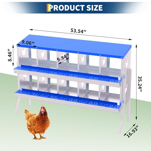 Garvee Chicken Nesting Box with Removable Tray, 8 Compartment Nesting Boxes for Chickens, Easy to Clean and Install
