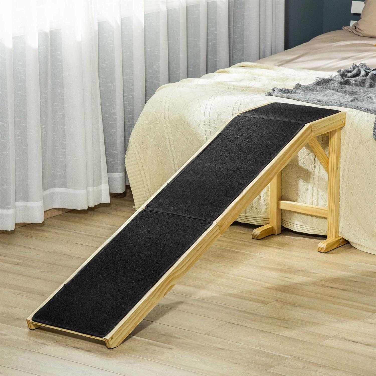 PawHut Pet Ramp, Dog Bed Ramp for Dogs with Non-Slip Carpet and Top Platform