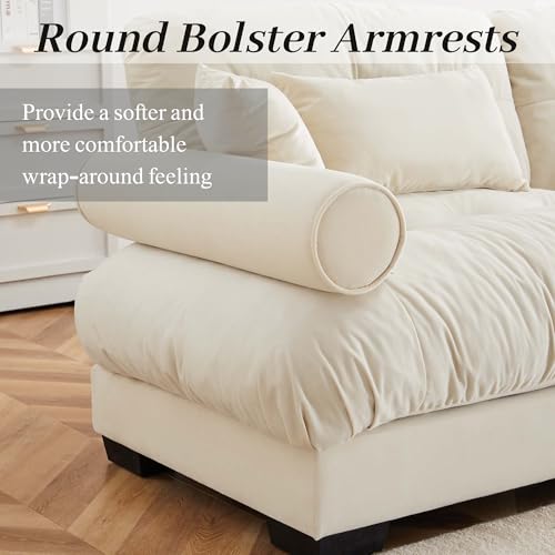 130" Modular Sectional Sofa,Velvet Upholstered Couches for Living Room,3 Seater Green Sofa Couch with Movable Ottoman