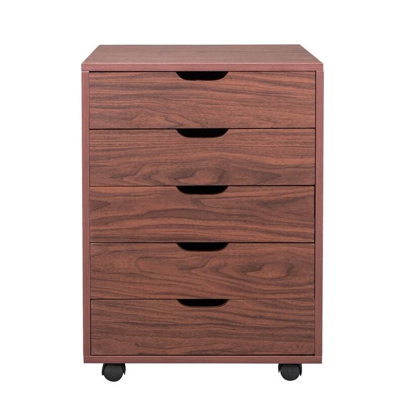 Five Drawers MDF with PVC Wooden File Cabinet Brown