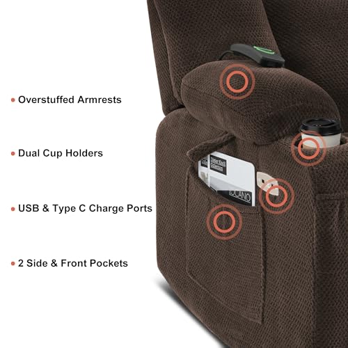 MCombo Zero Gravity Power Recliner Chair with Heat and Vibration Massage, Reclining Chair with USB & Type C Ports, Cup Holders for Living Room