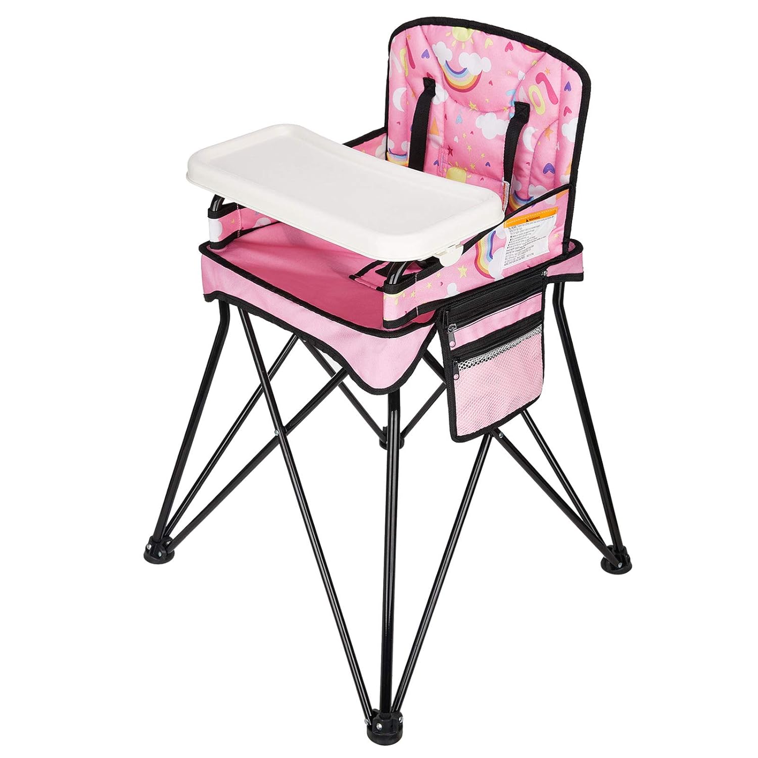 VEEYOO Travel High Chair for Baby - Foldable and Portable with Removable Tray and Carry Bag, for Dining, Camping, Picnic, Indoor/Outdoor, Grey