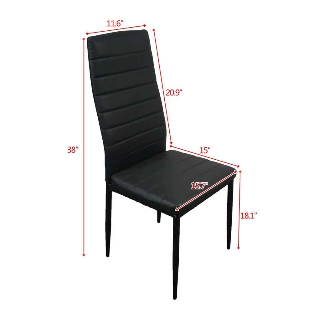 GoDecor Set of 4 Dining Side PU Leather Elegant Design Home Furniture Black