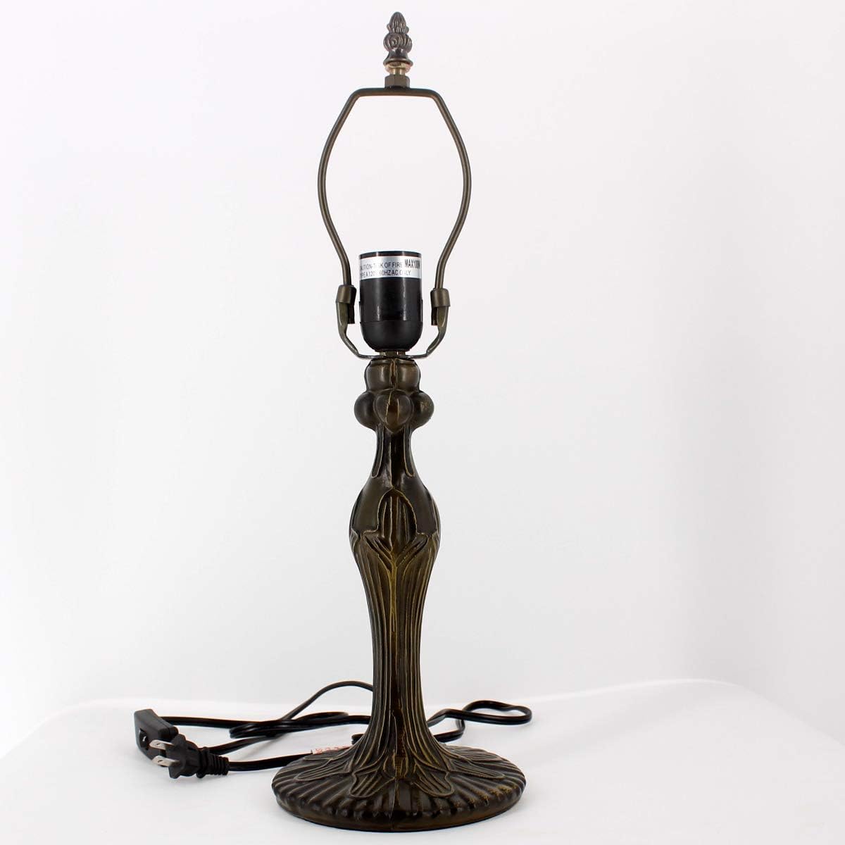 WERFACTORY Tiffany Lamp Stained Glass Table Lamp Red Wisteria Style Desk Bedside Reading Light 12X12X18 Inches Deco Bedroom Living Room Home Office